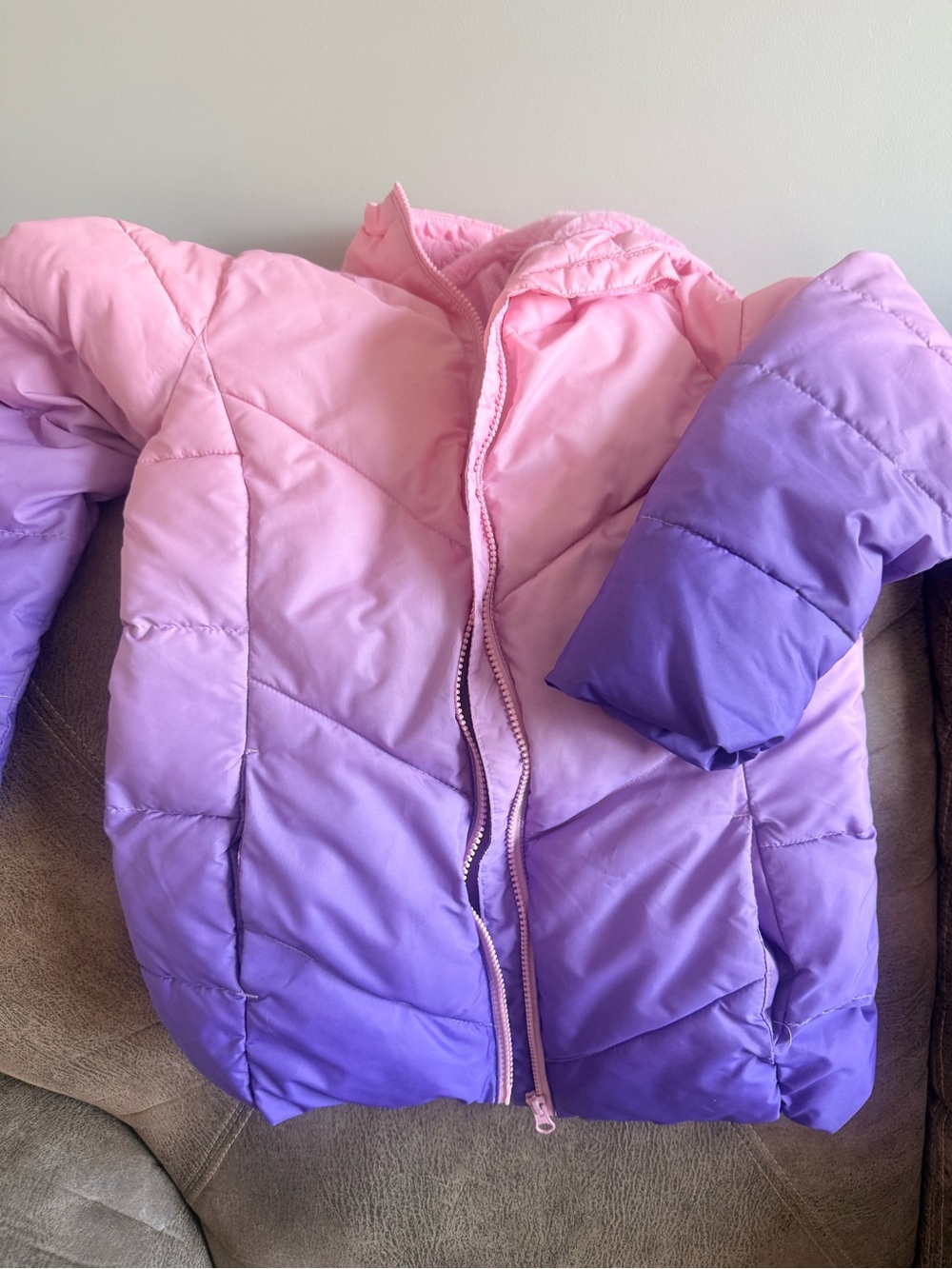 Swiss Tech Girls Ombre Pink to Purple Puffer Coat